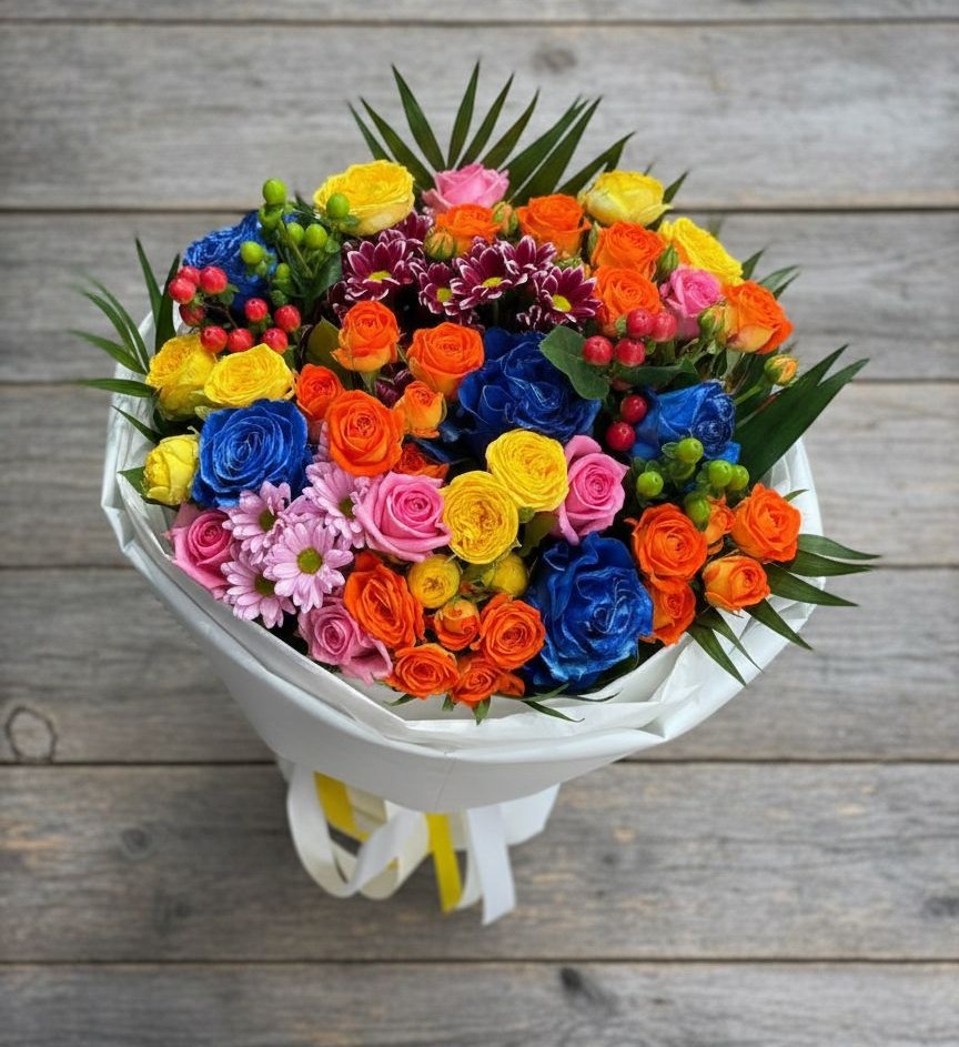 Букет цветов из: Розы и Хризантемы в Стародеревянковской