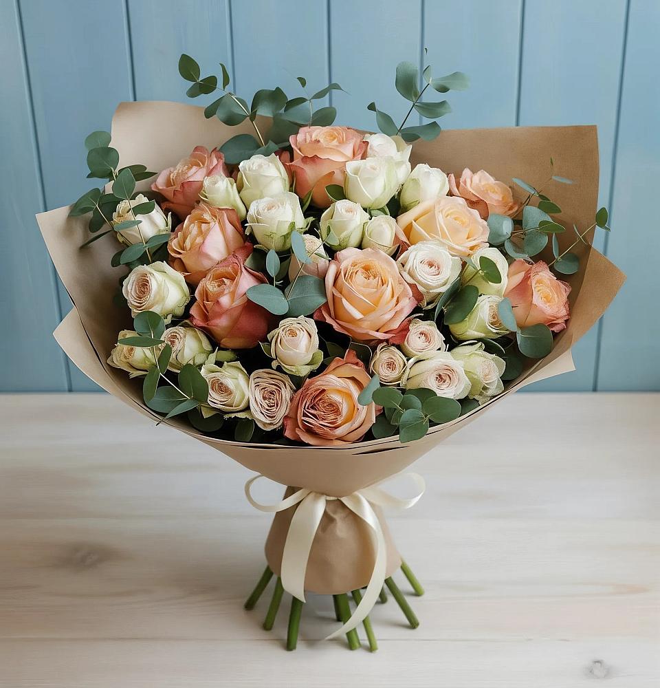 Букет цветов из: Альстромерии и Розы в Стародеревянковской