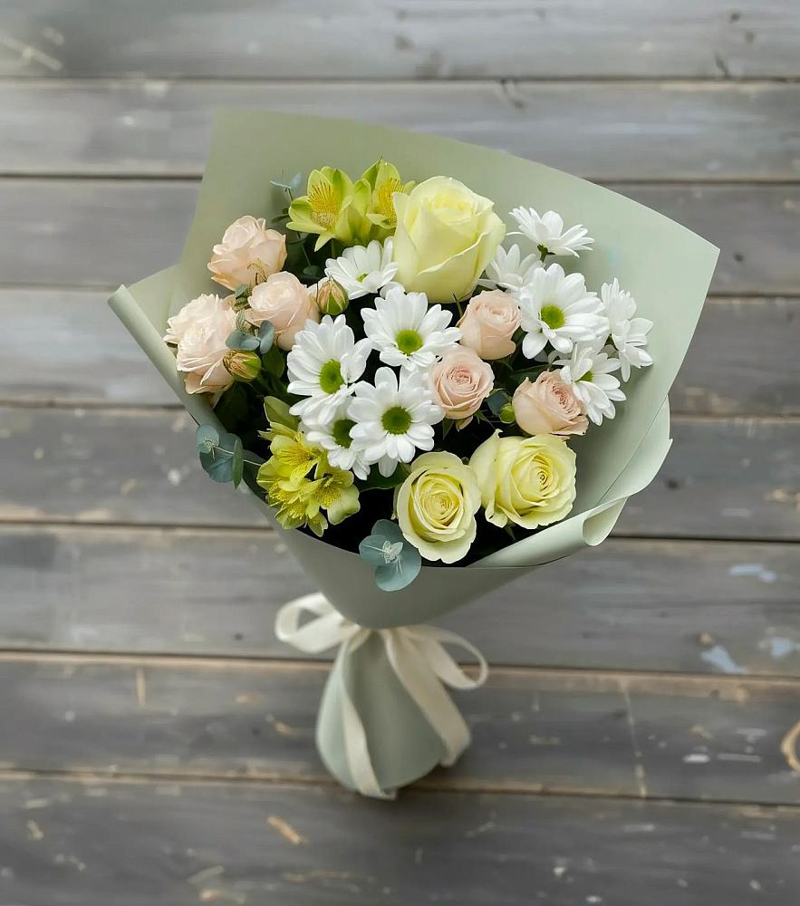 Букет цветов из: Альстромерии, Розы и Хризантемы в Стародеревянковской