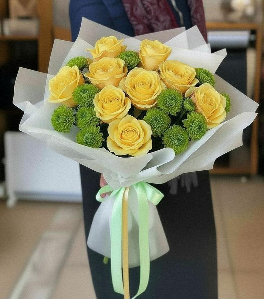 Букет цветов из: Хризантемы и Розы в Стародеревянковской