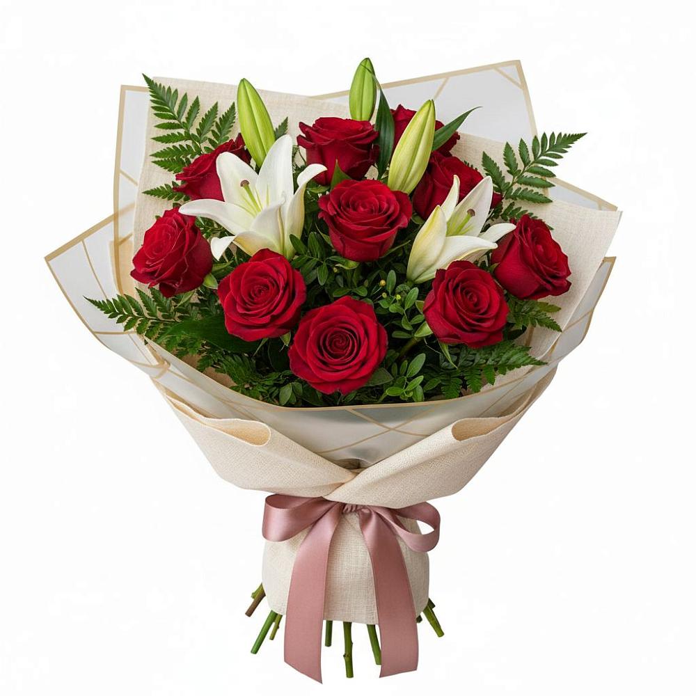 Букет цветов из: Лилии и Розы в Стародеревянковской