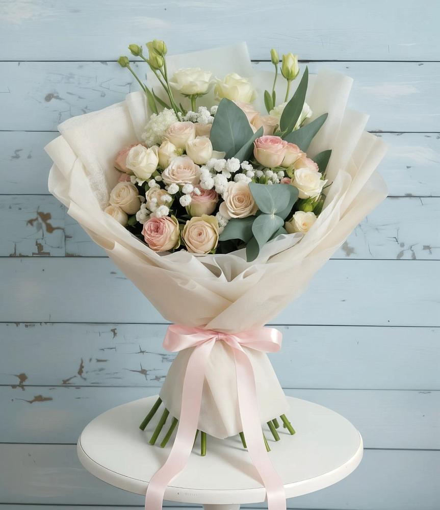 Букет цветов из: Розы и Лизиантусы в Стародеревянковской